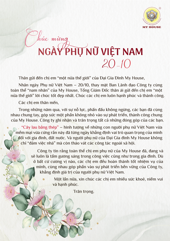 My House gửi thư và quà tri ân đến chị em 