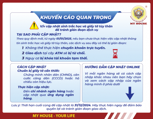 CẢNH BÁO NGUY CƠ KHOÁ TÀI KHOẢN NẾU KHÔNG CẬP NHẬT SINH TRẮC HỌC TRƯỚC 31 12